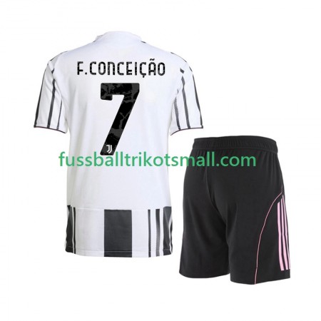 Fußballtrikots Juventus Francisco Conceicao 7 Kinder 2025-2026 Kurzarm Heimtrikotsatz kaufen